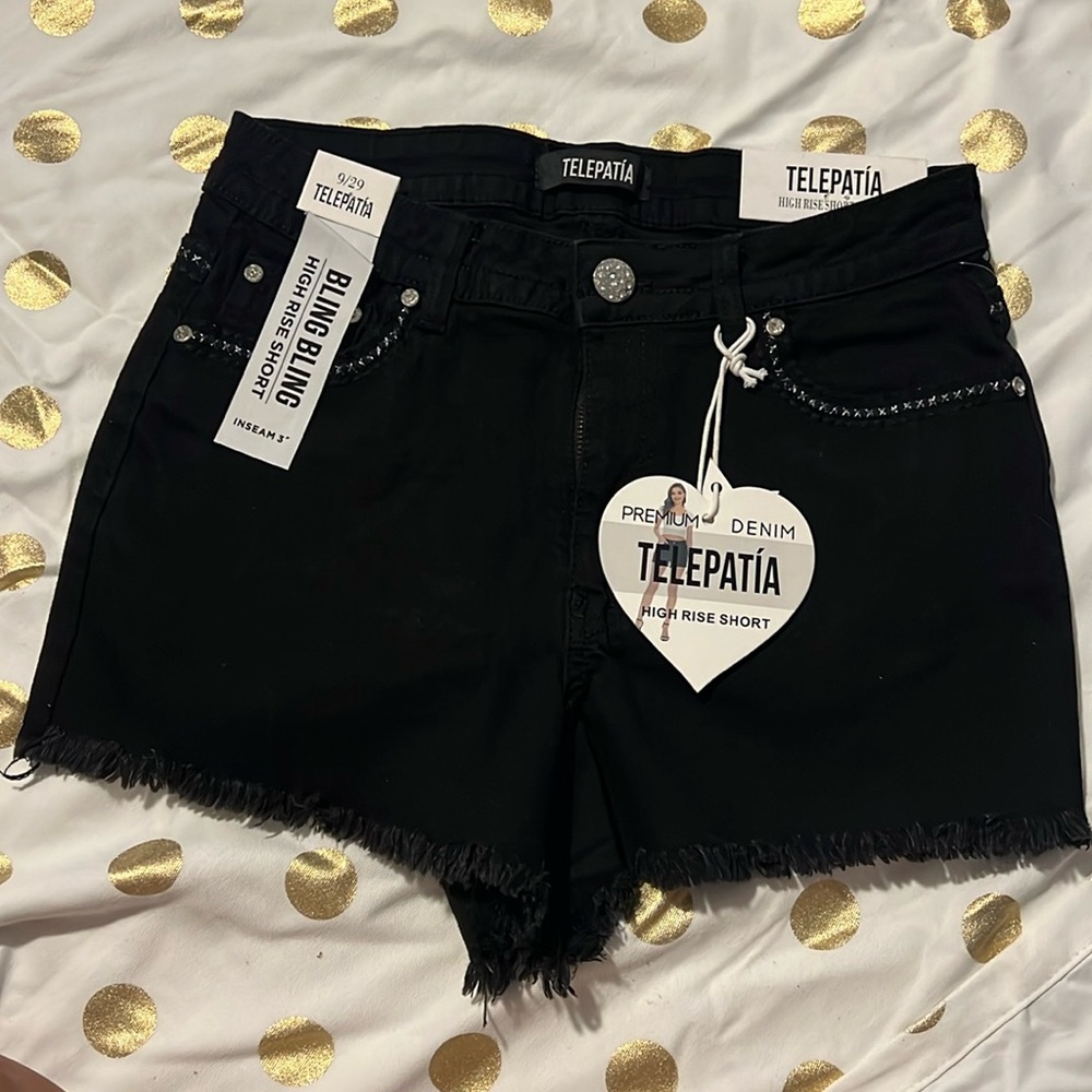 black jean shorts